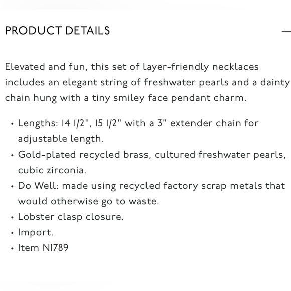 Madewell Two Piece Freshwater Pearl & Smiley Face Necklace Set - Picture 4 of 7